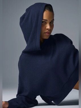 Alo yoga navy ribbed cropped hoodie.